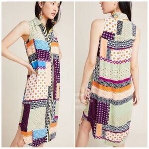 Anthropologie Everyway Shirt Dress Sleeveless Patchwork Collared Buttondown S 6